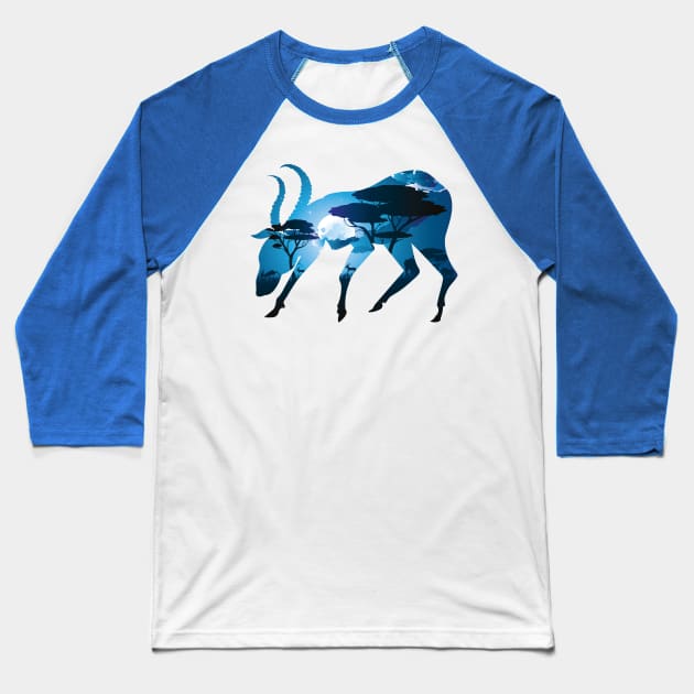 Night Landscape with Antelopes Baseball T-Shirt by AnnArtshock